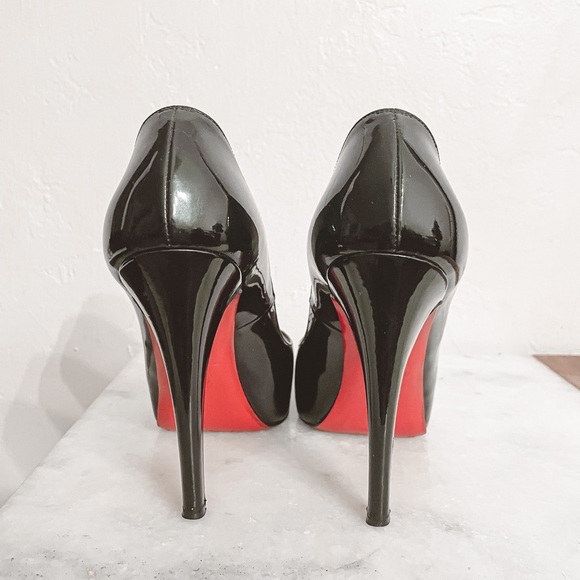 Christian Louboutin Very Prive 120 Black Patent Leather Peep Toe Heels EU 36.5 - Picture 5 of 11